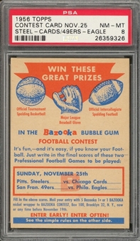 1956 Topps Football Contest Card, November 25th ("B" - Steelers/Cards) – PSA NM-MT 8